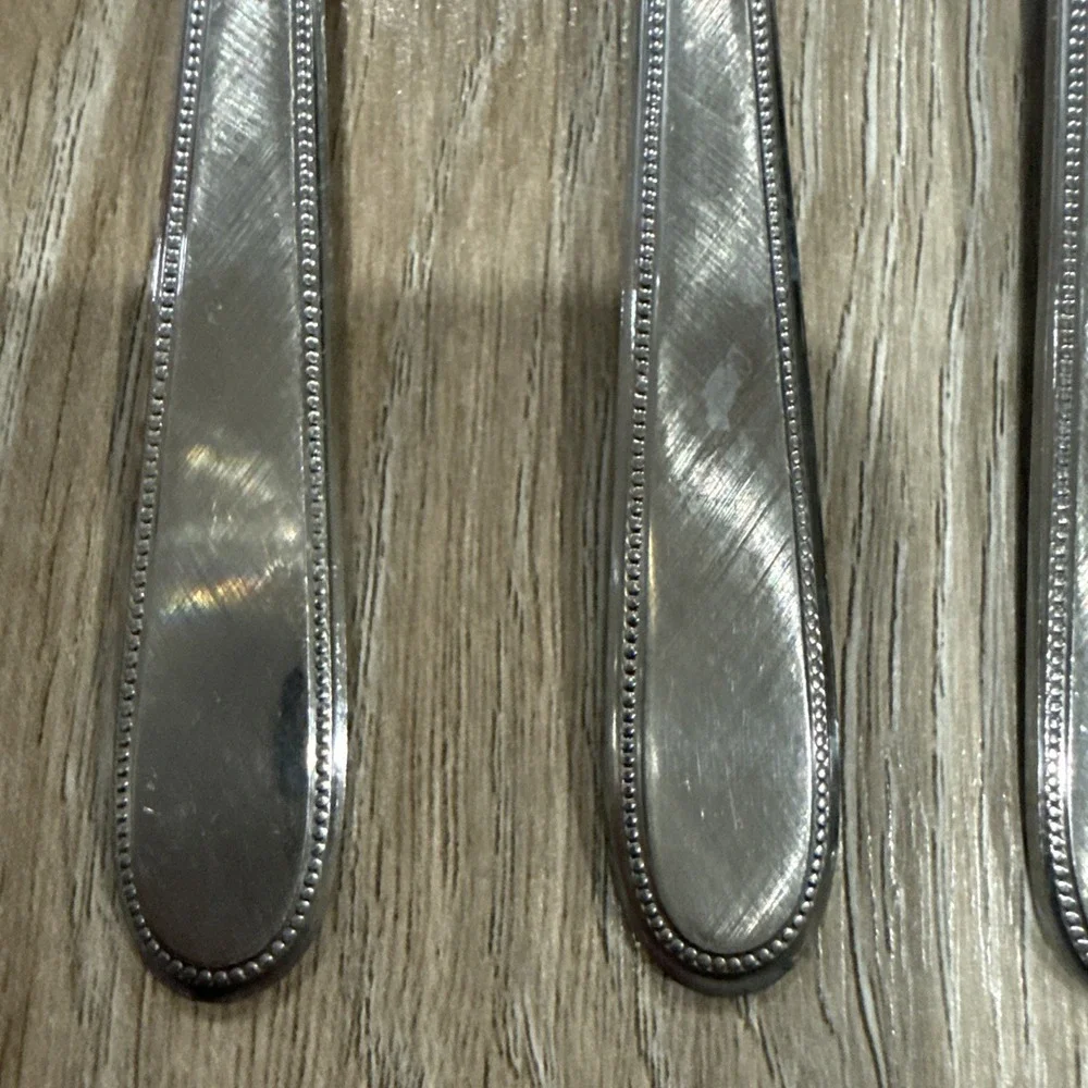 6 Pcs Iced Tea‎ Spoon Vanity Stainless Beaded Outline Stanley Roberts
